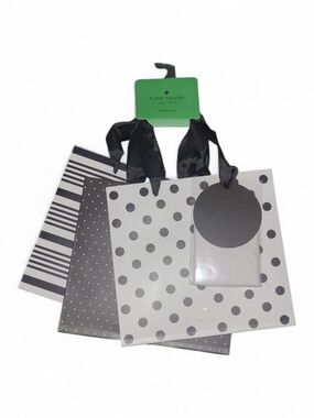 kate spade polka dot gift bag set in gray and black